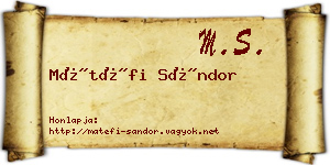 Mátéfi Sándor névjegykártya